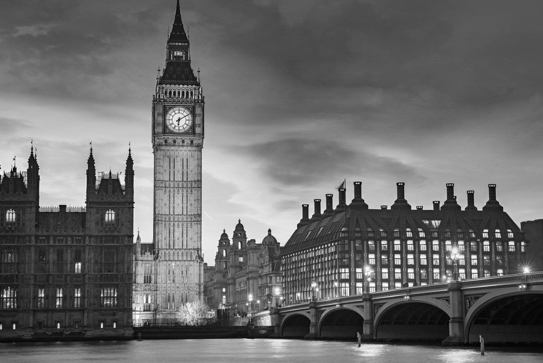 Noah Jigsaw Puzzle Big Ben and westminster bridge at dusk in London in black white 2000 pieces
