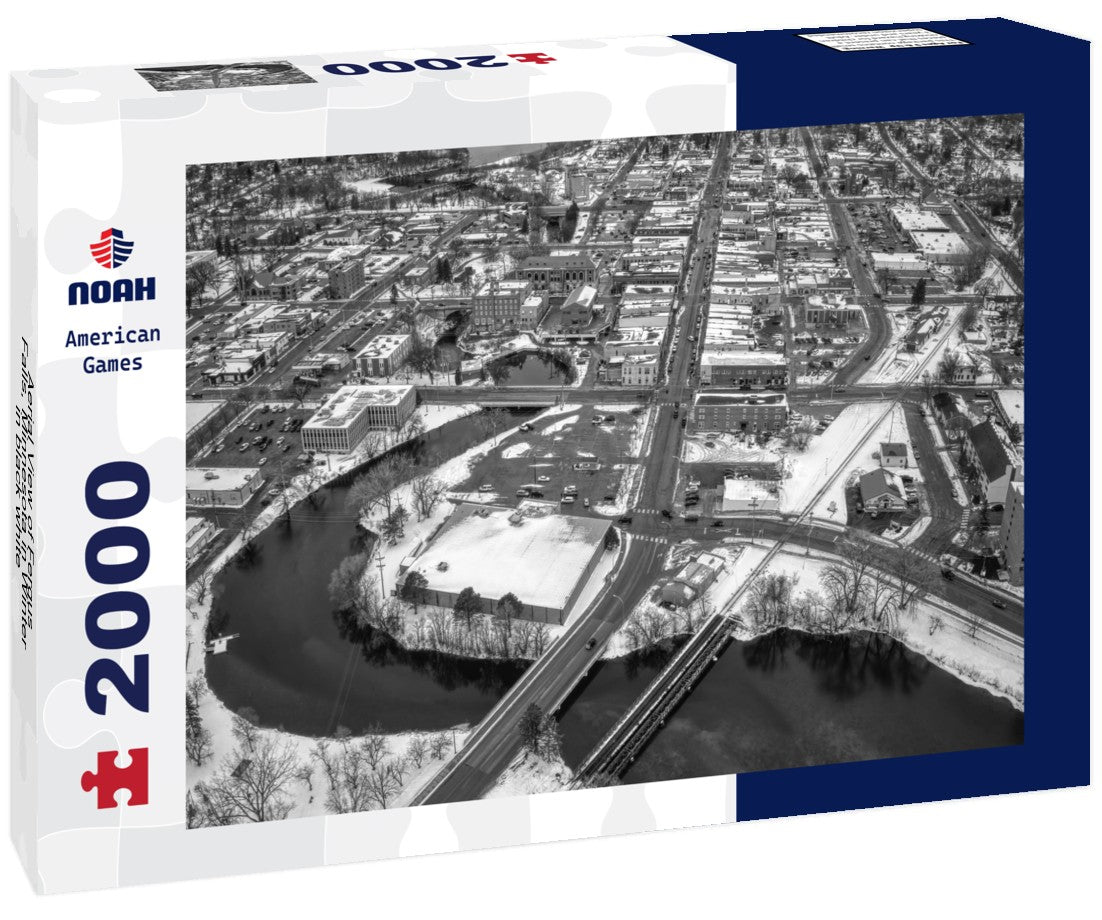 Aerial View of Fergus Falls, Minnesota in Winter 2000pc PuzzleBlack and White
