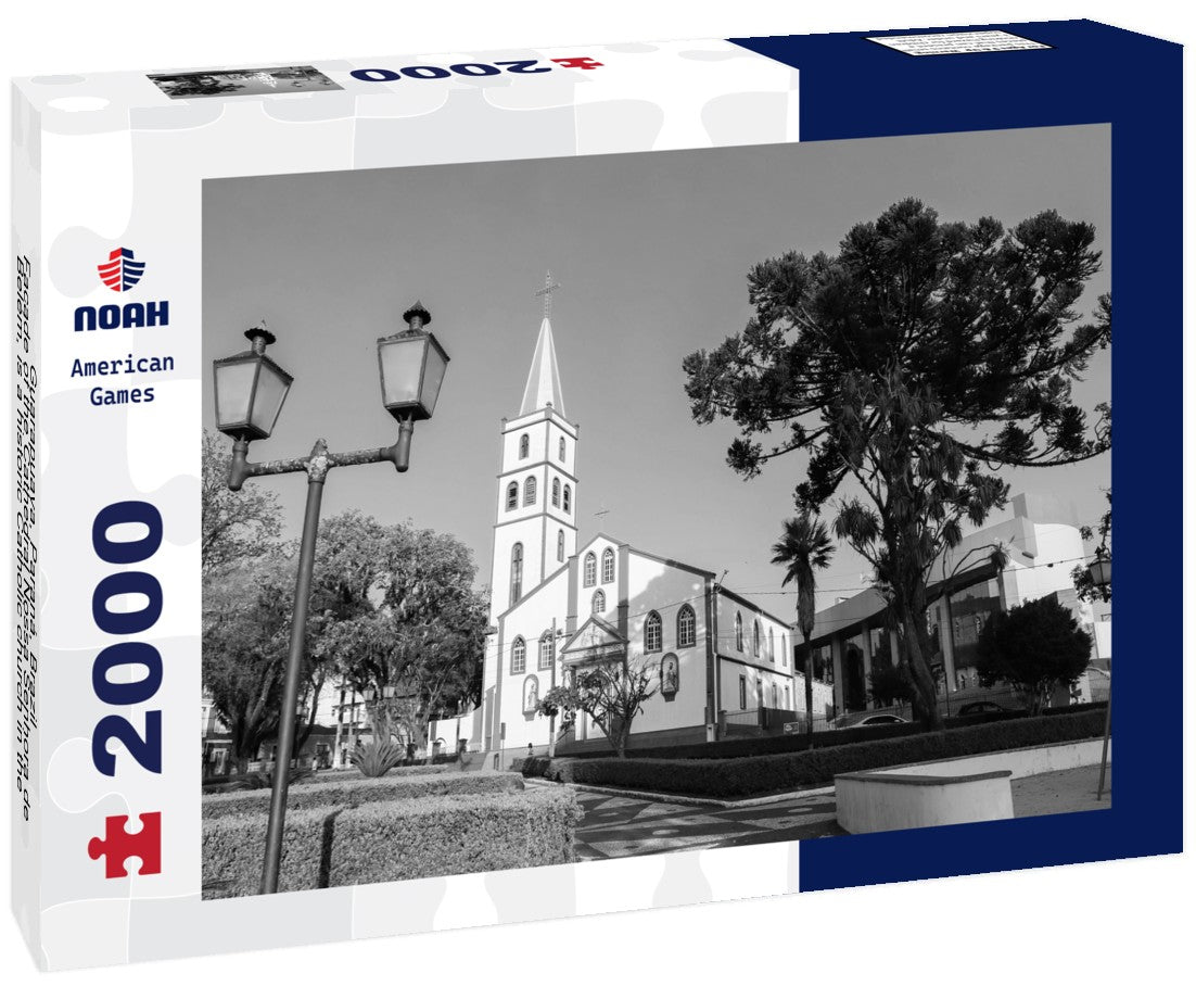 Guarapuava, Paraná, Brazil - Facade of the Cathedral Nossa Senhora de Belém, is a historic Catholic church in the city of Guarapuava, southern Brazil 2000pc PuzzleBlack and White