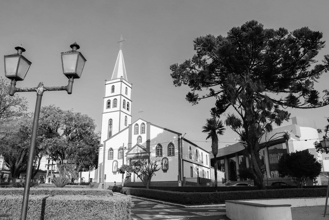 Guarapuava, Paraná, Brazil - Facade of the Cathedral Nossa Senhora de Belém, is a historic Catholic church in the city of Guarapuava, southern Brazil 2000pc PuzzleBlack and White