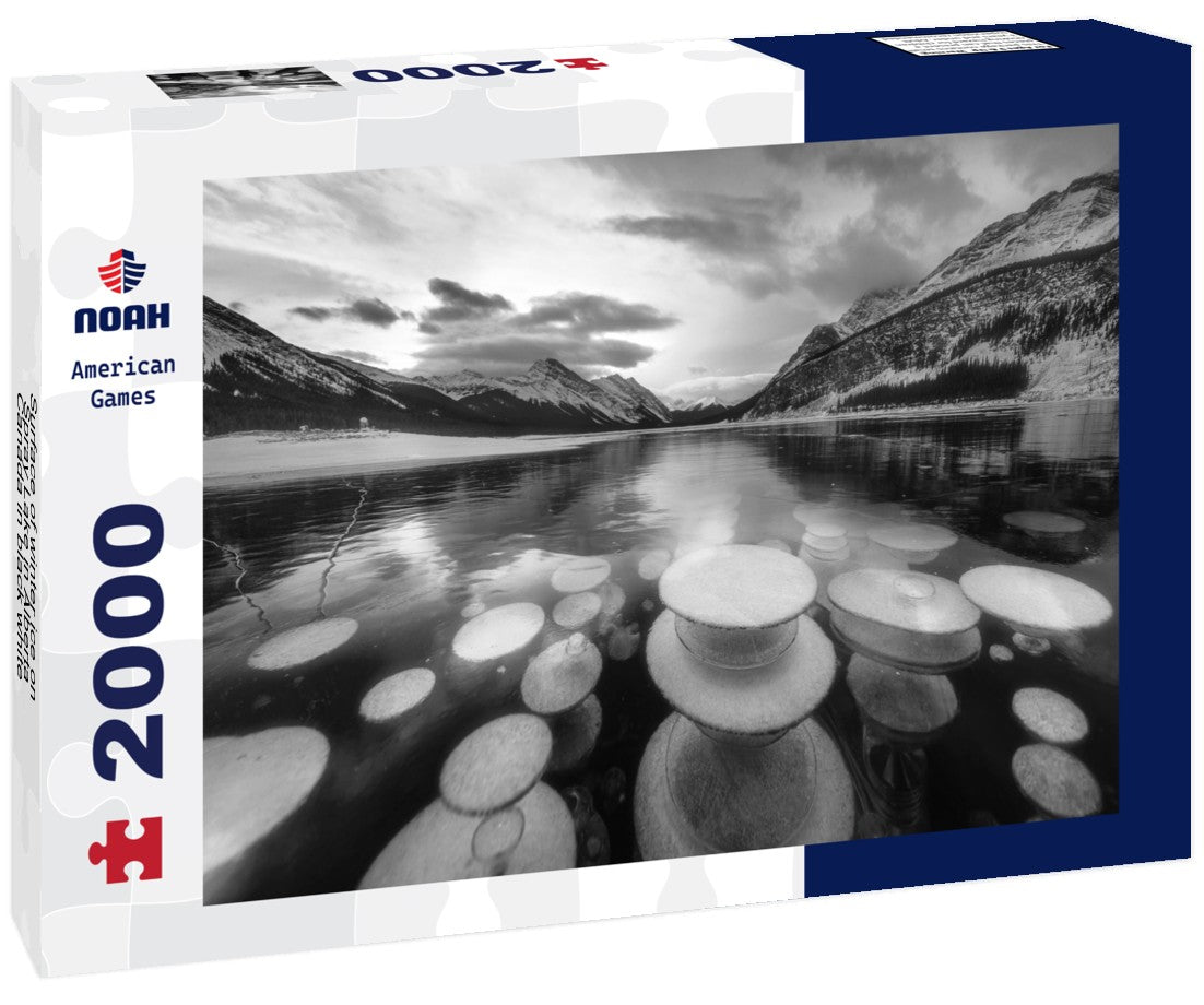 Surface of winter ice on Spray Lake in Alberta, Canada 2000pc PuzzleBlack and White