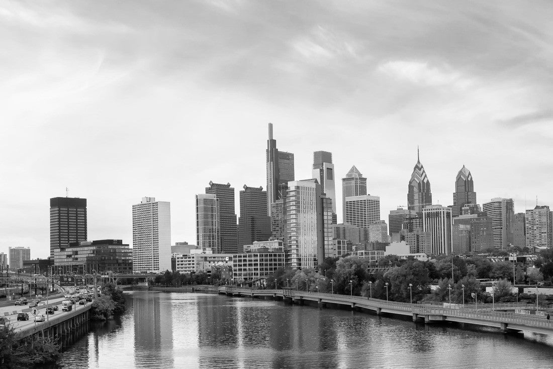 Philadelphia, Pennsylvania, United States of America. Aerial a modern downtown. Sunset Sky Composite. Cityscape 2000pc PuzzleBlack and White