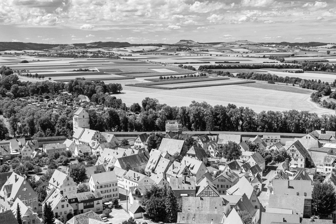 Aerial view of the town center of Nördlingen, Bavaria, Germany 2000pc PuzzleBlack and White