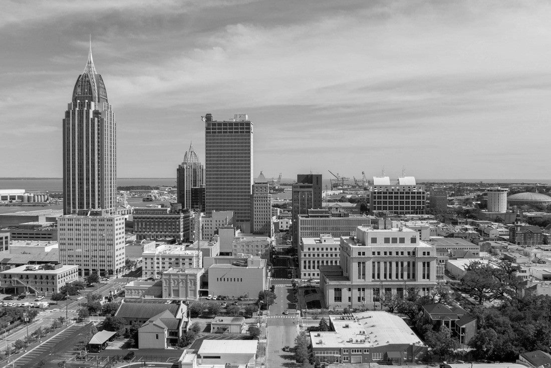 Downtown Mobile, Alabama skyline 2000pc PuzzleBlack and White