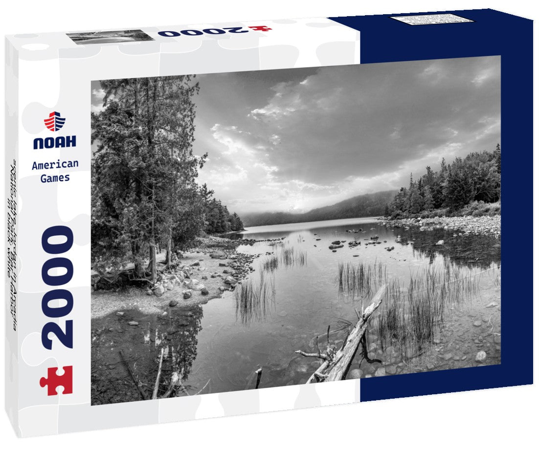 scenic lake Jordan in Arcadia National Park, Bar Harbor 2000pc PuzzleBlack and White