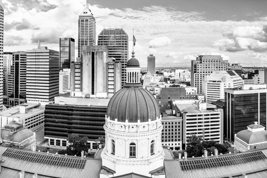 Indiana Statehouse, in Indianapolis. Indiana Statehouse houses the General Assembly, the office of the Governor, the Supreme Court, and other state officials 2000pc PuzzleBlack and White
