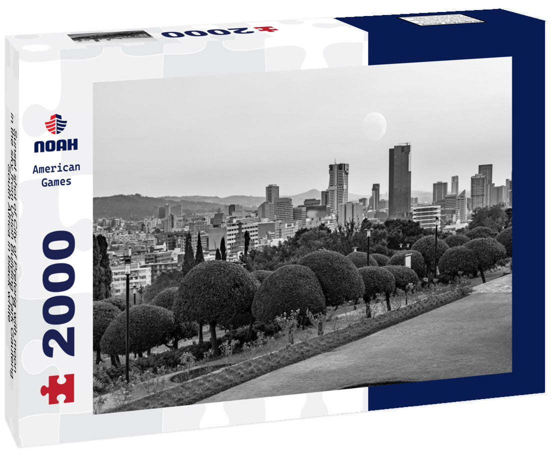Sunset shot of City of Pretoria with moon in the sky from Union Building Park Gauteng South Africa 2000pc PuzzleBlack and White
