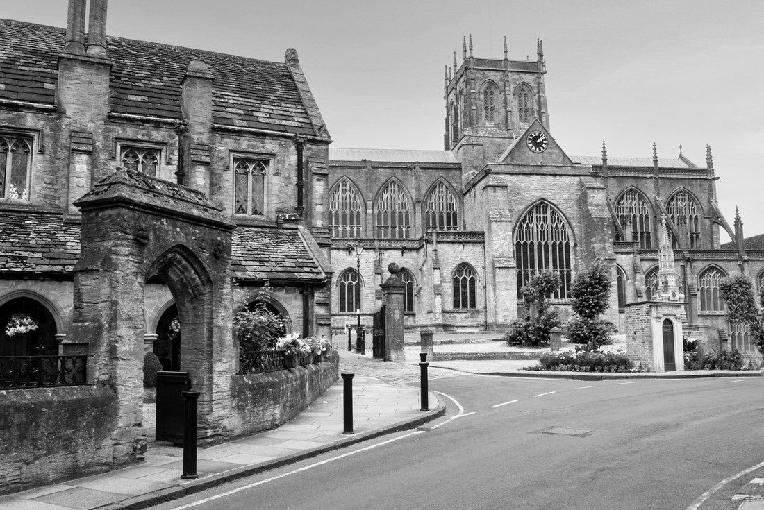 Sherborne Abbey, The Abbey Church of St. Mary the Virgin, Church in Sherborne in the English county of Dorset 2000pc PuzzleBlack and White