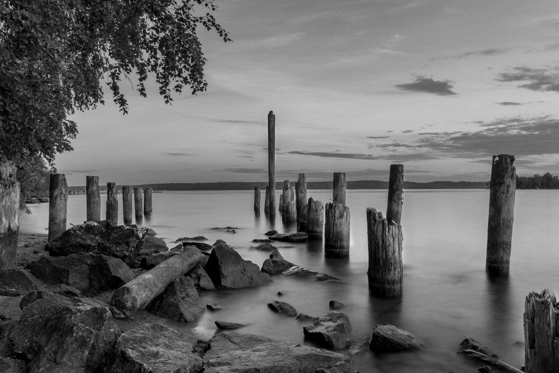 the old pier in Timra Nature Reserve, Sweden 2000pc PuzzleBlack and White