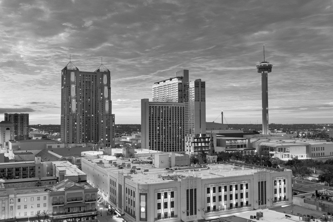 San Antonio, Texas, USA skyline from above at dawn 2000pc PuzzleBlack and White
