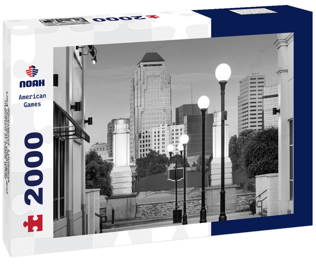 Shreveport, Louisiana, USA downtown cityscape and riverfront 2000pc PuzzleBlack and White