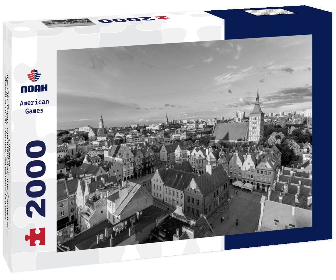 Olsztyn - the Old Town, the town hall, the Cathedral Basilica of St. James, tenement houses, the new town hall, the Sacred Heart of Jesus Church, the High Gate 2000pc PuzzleBlack and White