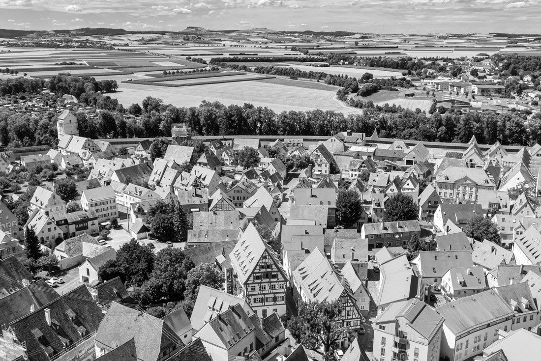 Aerial view of Nordlingen, downtown, Bavaria, Germany 2000pc PuzzleBlack and White