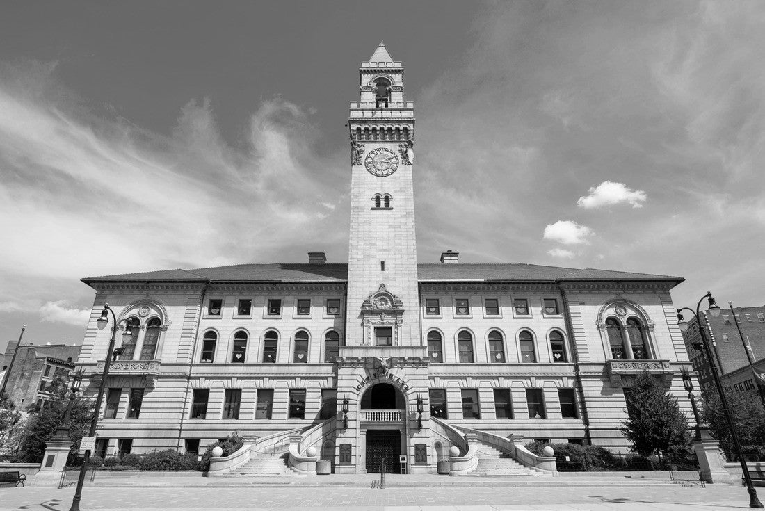 Worcester City Hall at 455 Main Street in downtown Worcester, Massachusetts MA, USA. Worcester is the second largest city in MA 2000pc PuzzleBlack and White