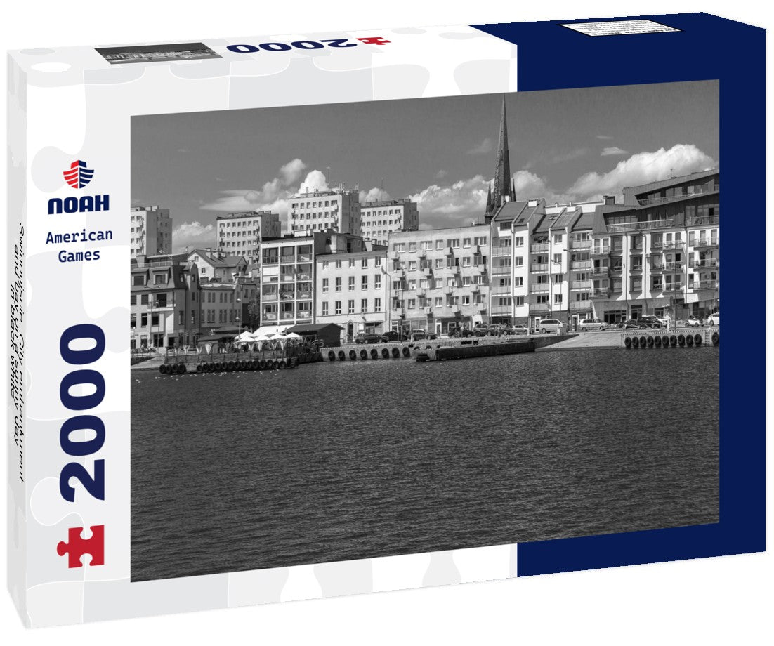 Swinoujscie. City embankment and bay on a sunny day 2000pc PuzzleBlack and White