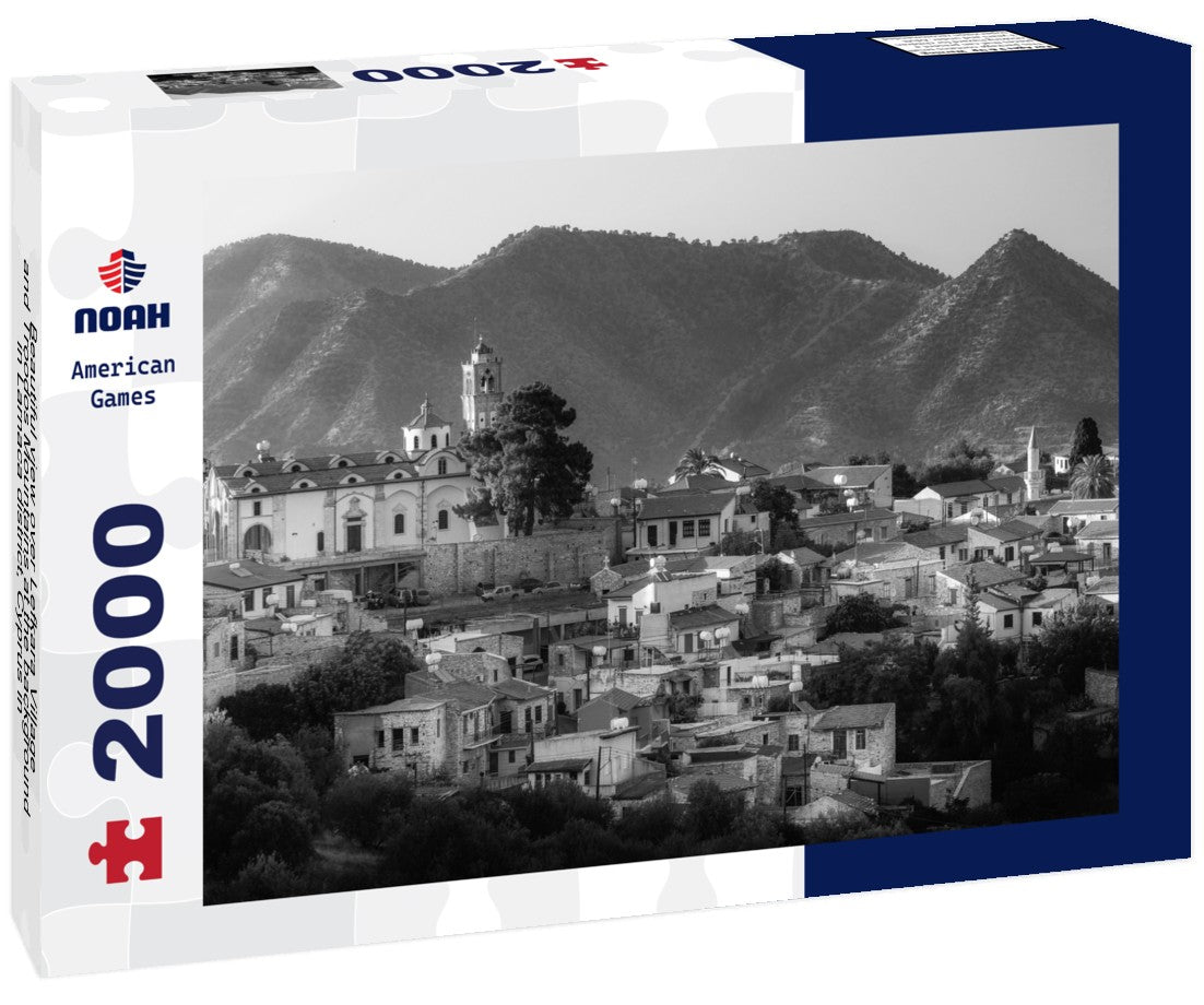 Beautiful view over Lefkara Village and Troodos Mountains at the background in Larnaca district, Cyprus 2000pc PuzzleBlack and White