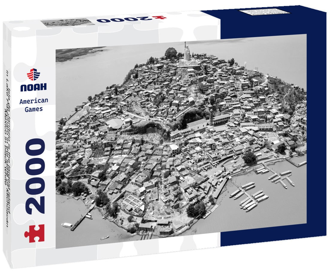 Isla de Janitzio is the largest island in Lake Pátzcuaro in the state of Michoacán, Mexico 2000pc PuzzleBlack and White