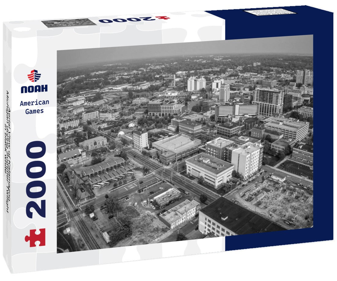 Aerial View of Kalamazoo, Michigan during Summer Twilight 2000pc PuzzleBlack and White