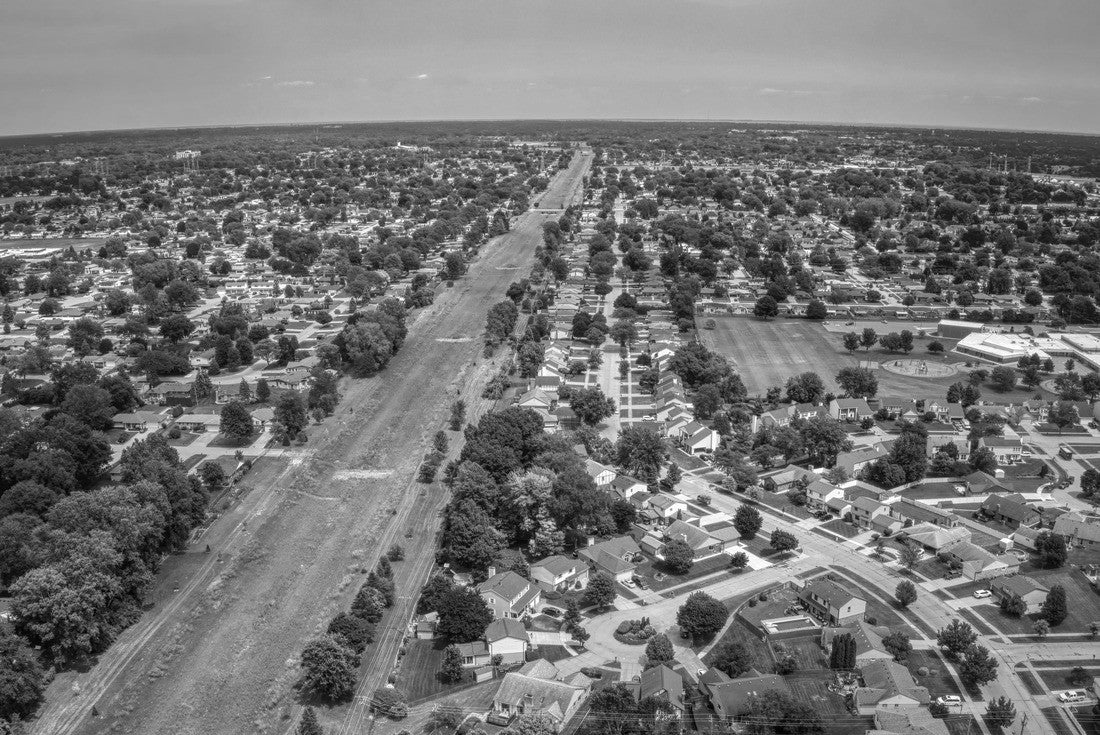 Aerial View of the Detroit Suburb of Sterling Heights, Michigan 2000pc PuzzleBlack and White