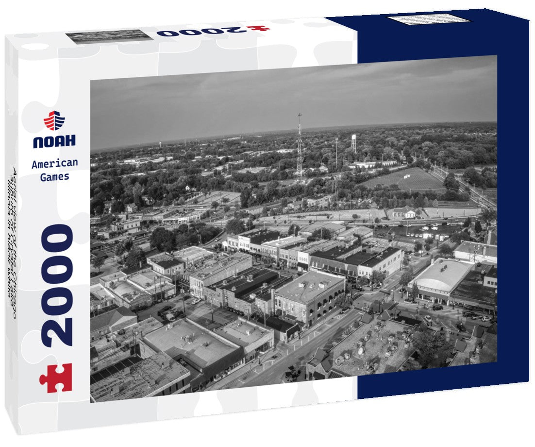 Aerial view of the Chicago suburb of Crystal Lake, Illinois 2000pc PuzzleBlack and White
