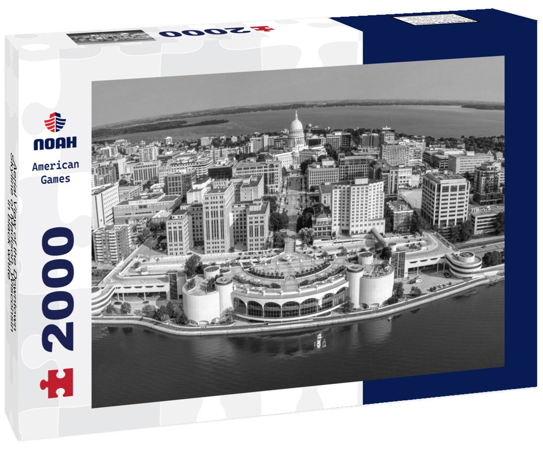 Aerial View of the Downtown Skyline of Madison, Wisconsin 2000pc PuzzleBlack and White