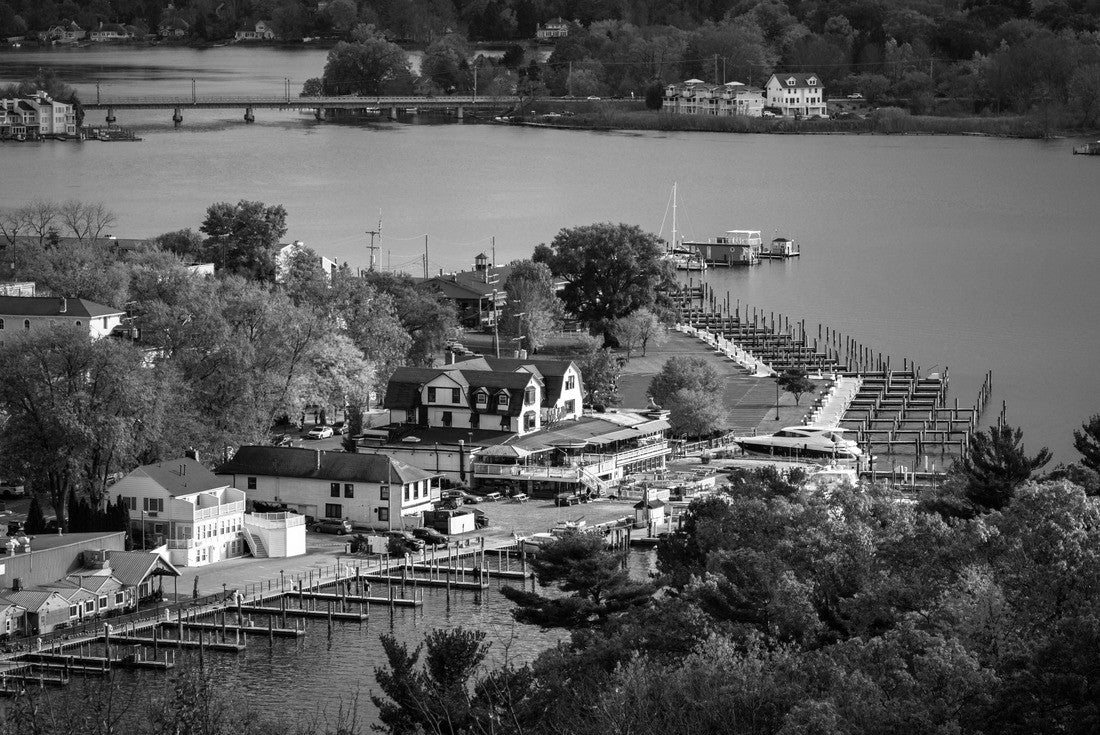 Aerial view of Saugatuck, Michigan 2000pc PuzzleBlack and White