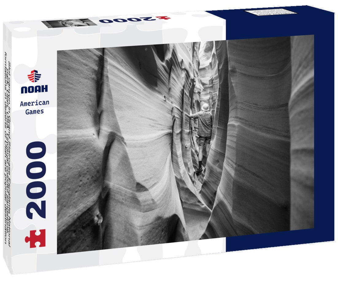 Slot canyon in Grand Staircase Escalante National park, Utah, USA. Unusual colorful sandstone formations in deserts of Utah are popular destination for hikers 2000pc PuzzleBlack and White