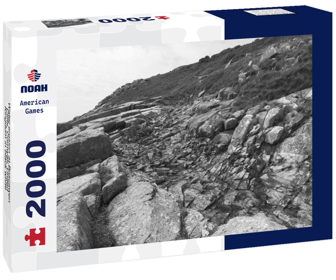 Water erosion at Boscawen Cliffs, Cornwall, United Kingdom 2000pc PuzzleBlack and White