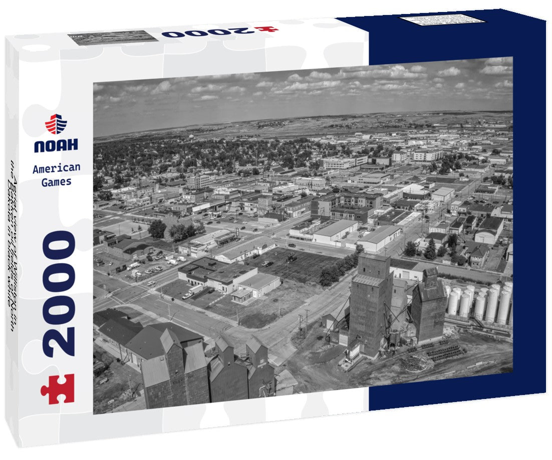 Aerial view of Williston in the Bakken oil fields of North Dakota 2000pc PuzzleBlack and White