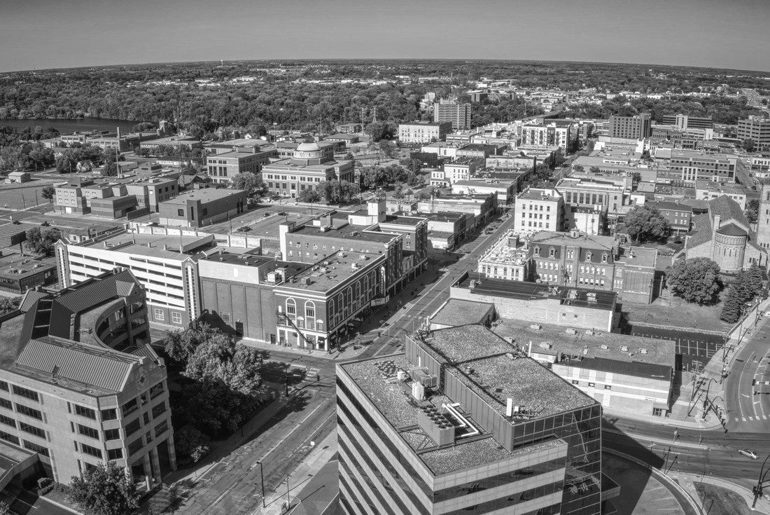 Aerial view of Downtown St. Cloud, Minnesota in Summer 2000pc PuzzleBlack and White