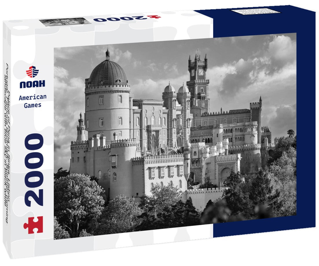 Palace of Pena in Sintra. Lisbon, Portugal. Famous landmark. Summer morning landscape with blue sky 2000pc PuzzleBlack and White