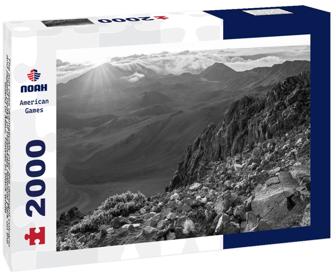The sun rises dramatically over the dormant volcano and jagged peaks of Haleakala National Park on the island of Maui, Hawaii 2000pc PuzzleBlack and White