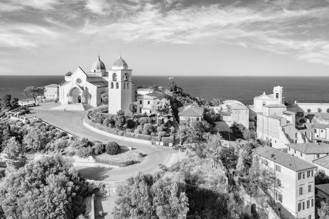 Cattedrale di San Ciriaco church and San Gregorio Illuminatore Catholic church. Spectacular summer city of Ancona city, Italy 2000pc PuzzleBlack and White
