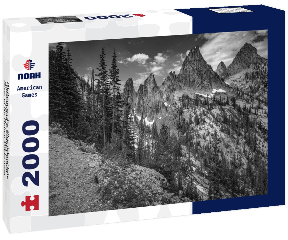 Walking on the Ship Island lake promenade in Frank Church - River of No Return Wilderness, Idaho 2000pc PuzzleBlack and White