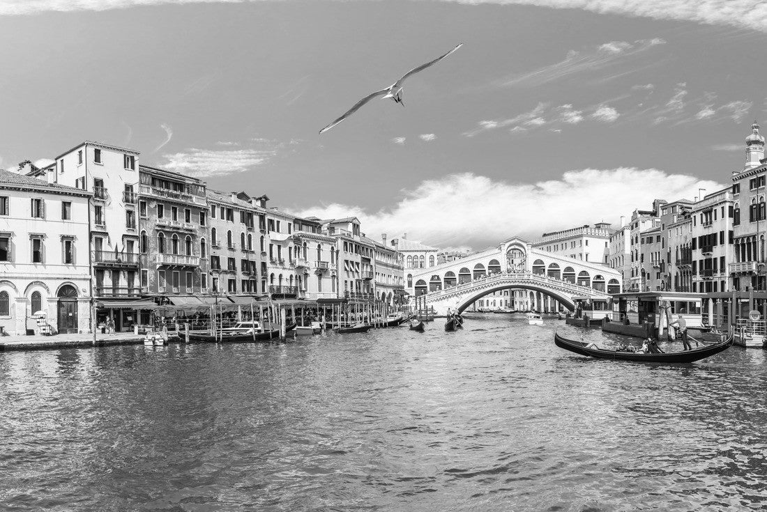 the Grand Canal at the Rialto Bridge, Venice, Italy 2000pc PuzzleBlack and White