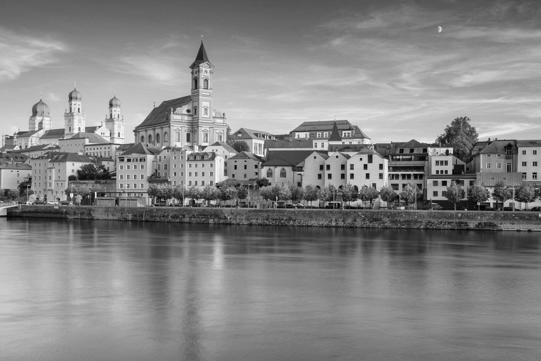 Passau skyline, Germany. Cityscape of Passau skyline, Bavaria, Germany at autumn sunset 2000pc PuzzleBlack and White