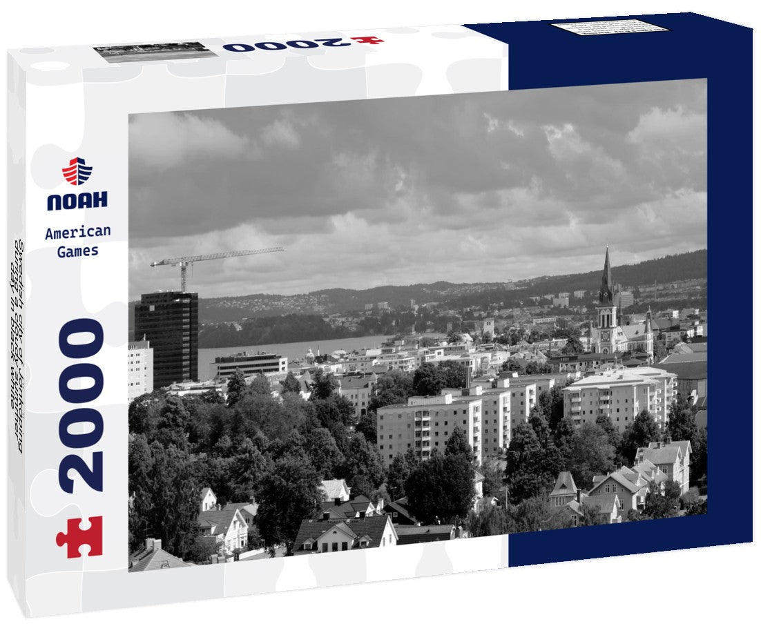 Swedish city of Jönköping during a cloudy summer day 2000pc PuzzleBlack and White