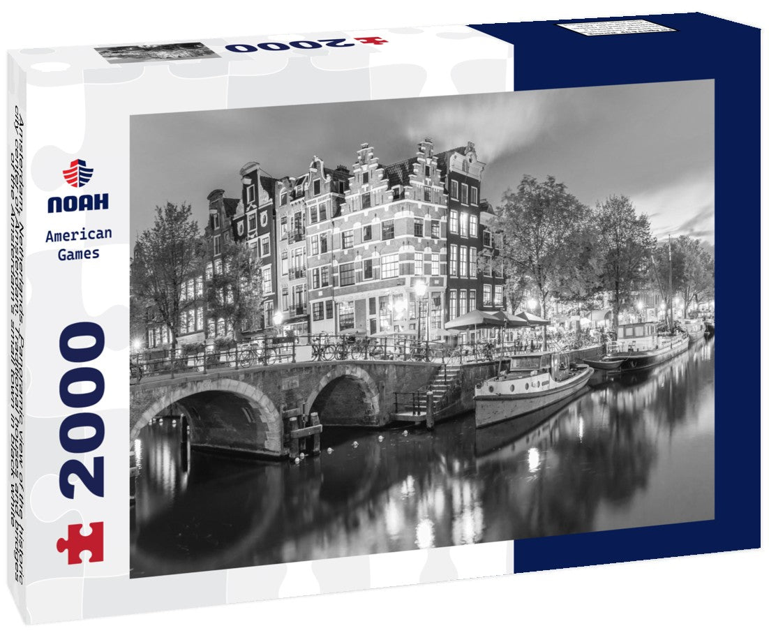 Amsterdam, Netherlands. the historic city center of Amsterdam. Traditional houses and bridges of the Amsterdam's small town 2000pc PuzzleBlack and White