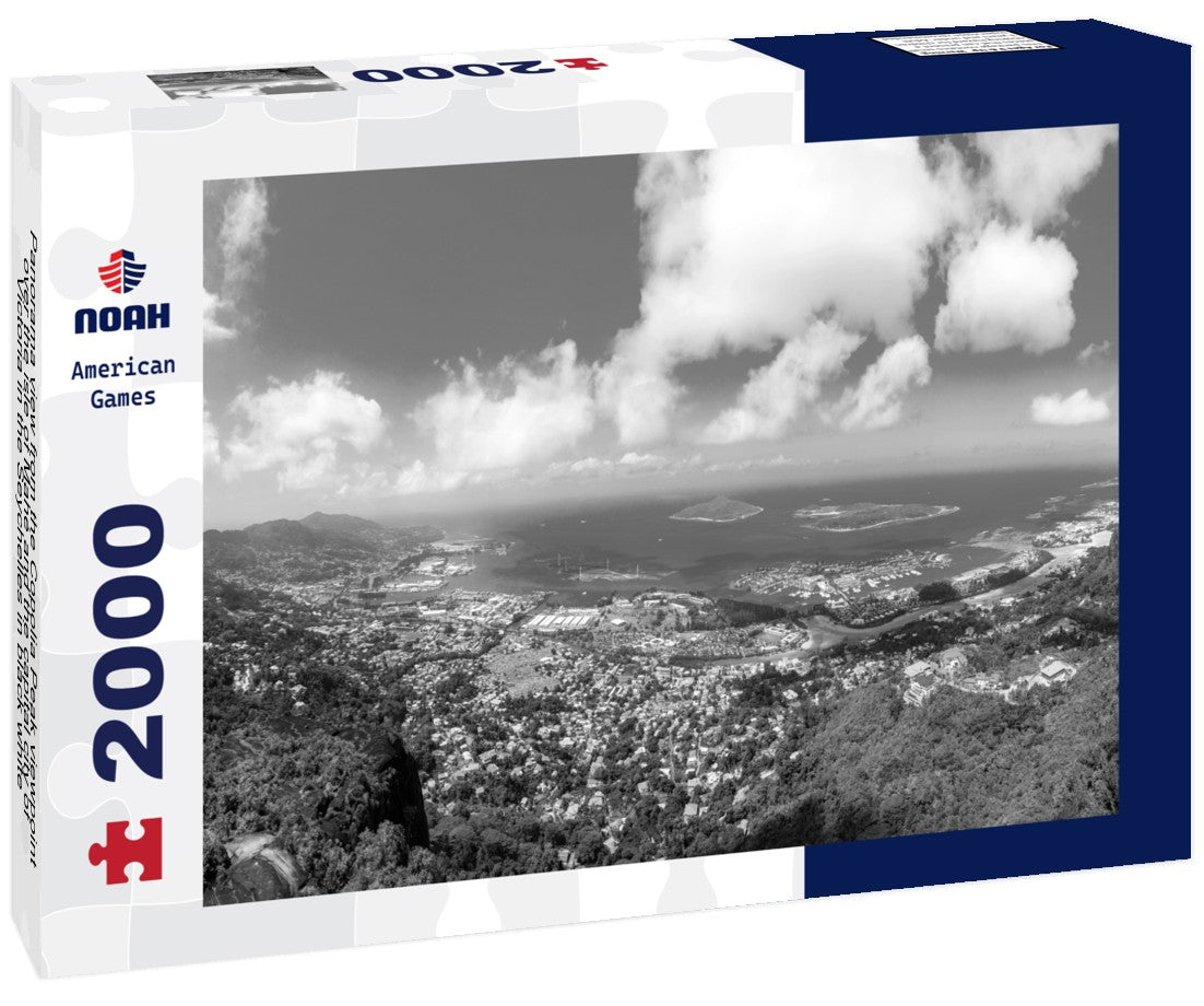 Copolia Peak viewpoint over the isle of Mahé and the capital city of Victoria in the Seychelles 2000pc PuzzleBlack and White