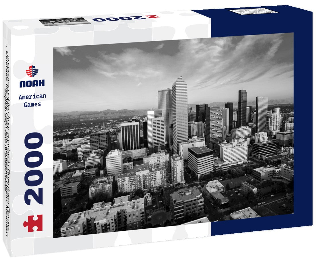 gorgeous golden hour sunrise in Downtown Denver , Colorado the Mile High City gorgeous Rocky Mountain capital city view 2000pc PuzzleBlack and White