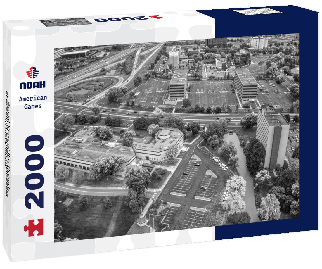 Aerial View of the Suburb of Brooklyn Center, Minnesota 2000pc PuzzleBlack and White