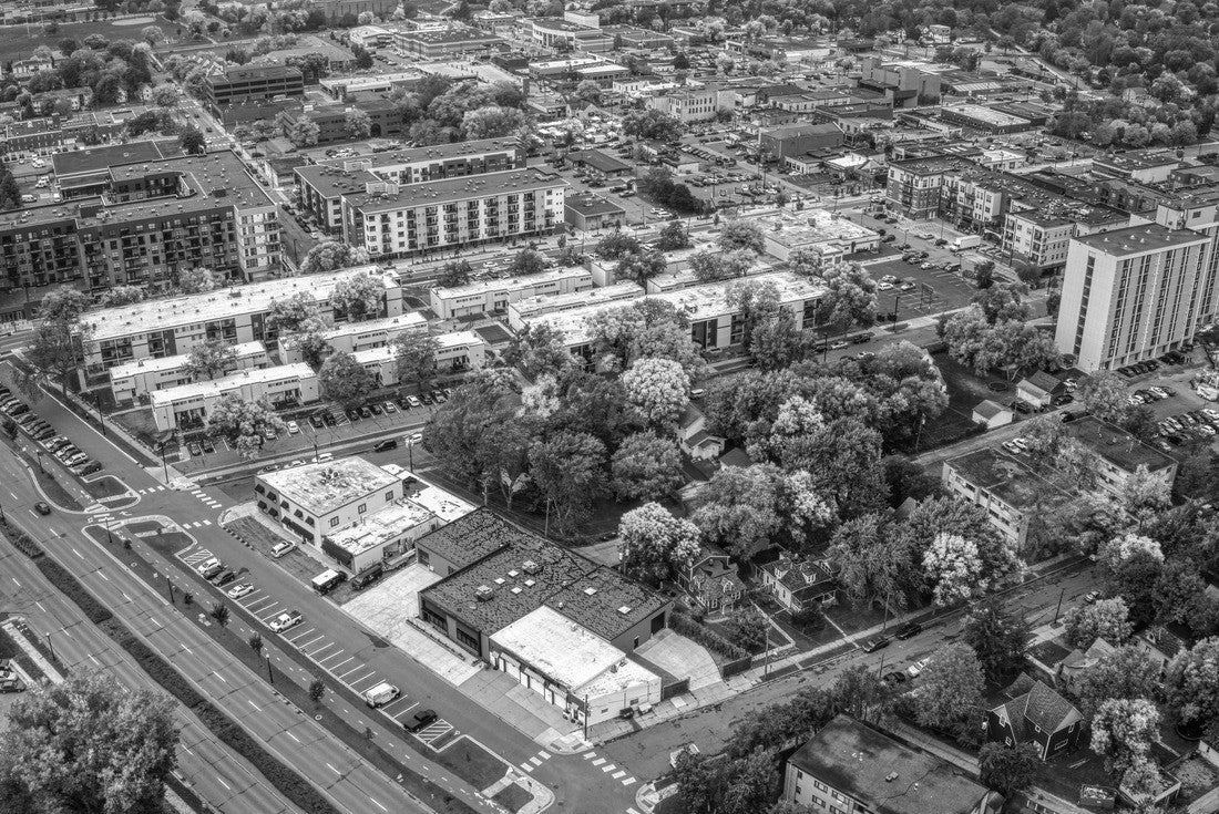 Aerial View of the Twin Cities Suburb of Hopkins, Minnesota 2000pc PuzzleBlack and White