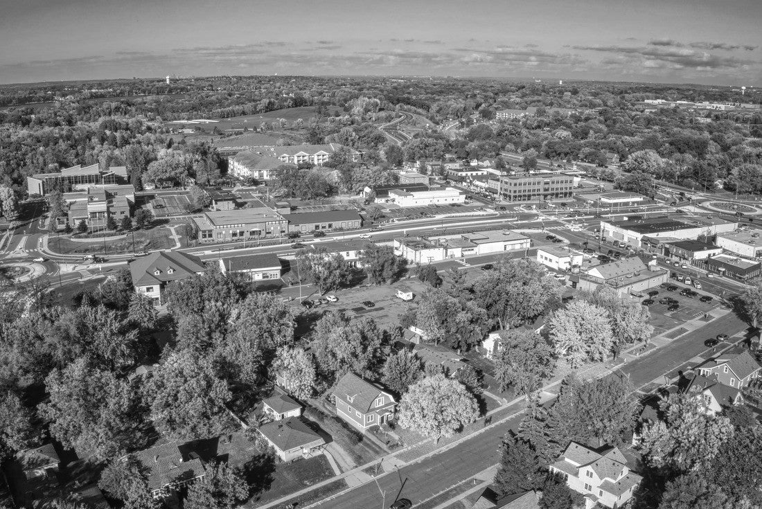 Noah Jigsaw Puzzle Aerial View of the Twin Cities Suburb of Prior Lake, Minnesota in black white 2000 pieces