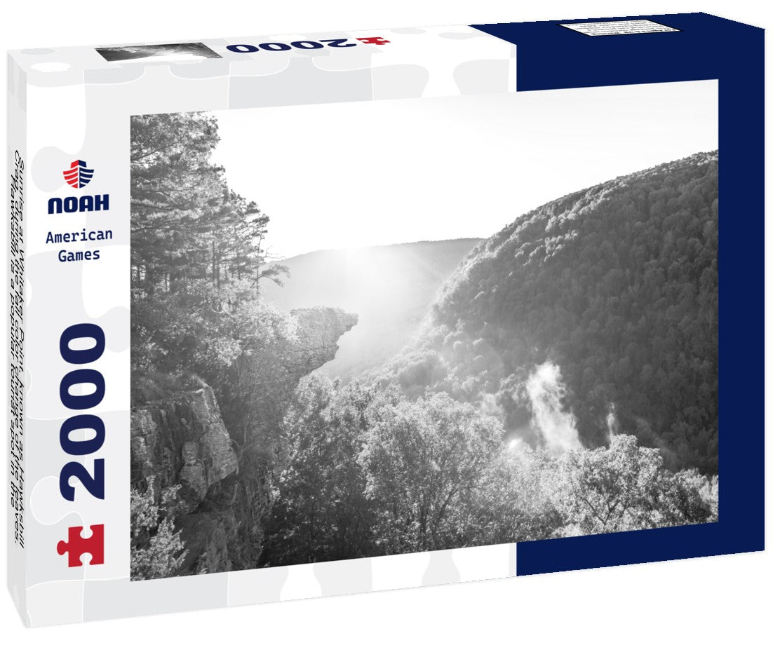 Sunrise at Whitaker Point, known as Hawksbill Crag, during the fall color change of the leaves. Hawksbill is a popular tourist spot in the state of Arkansas 2000pc PuzzleBlack and White