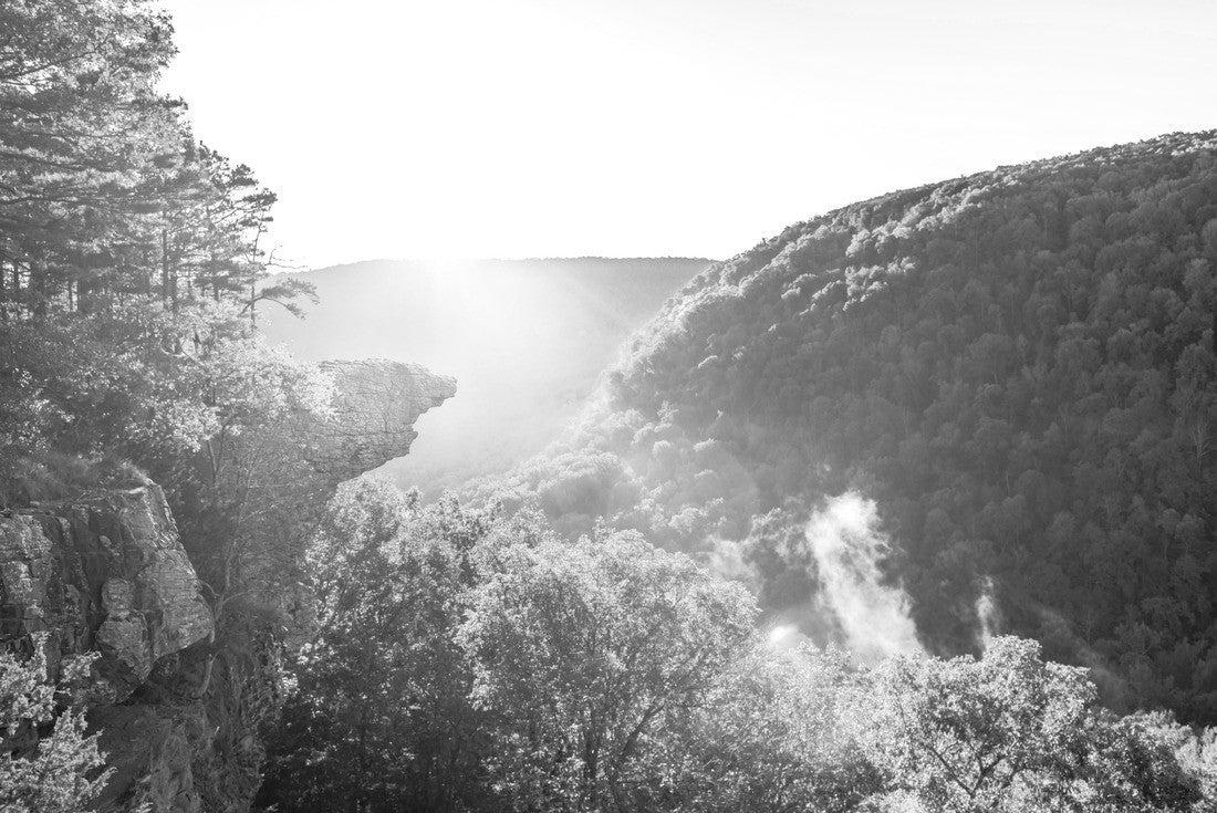 Sunrise at Whitaker Point, known as Hawksbill Crag, during the fall color change of the leaves. Hawksbill is a popular tourist spot in the state of Arkansas 2000pc PuzzleBlack and White