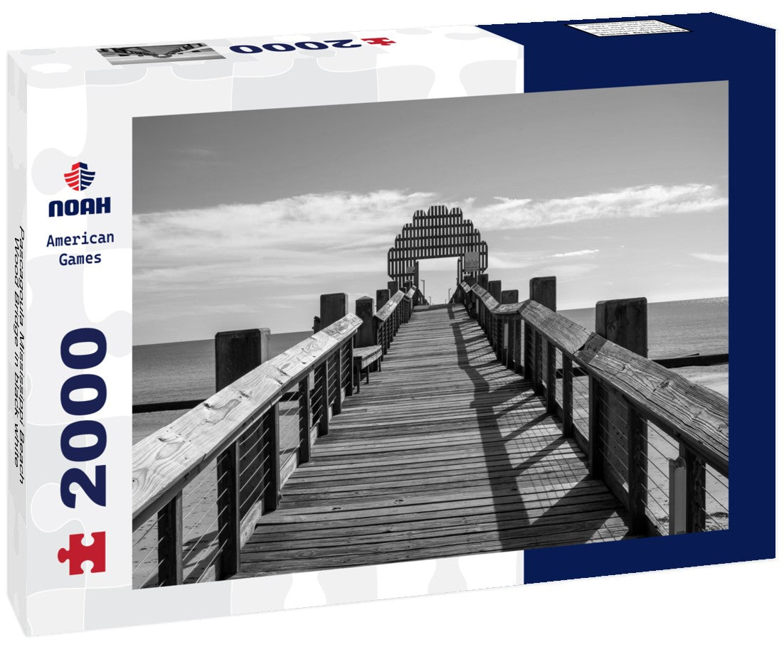 Pascagoula Mississippi Beach Wood Bridge 2000pc PuzzleBlack and White