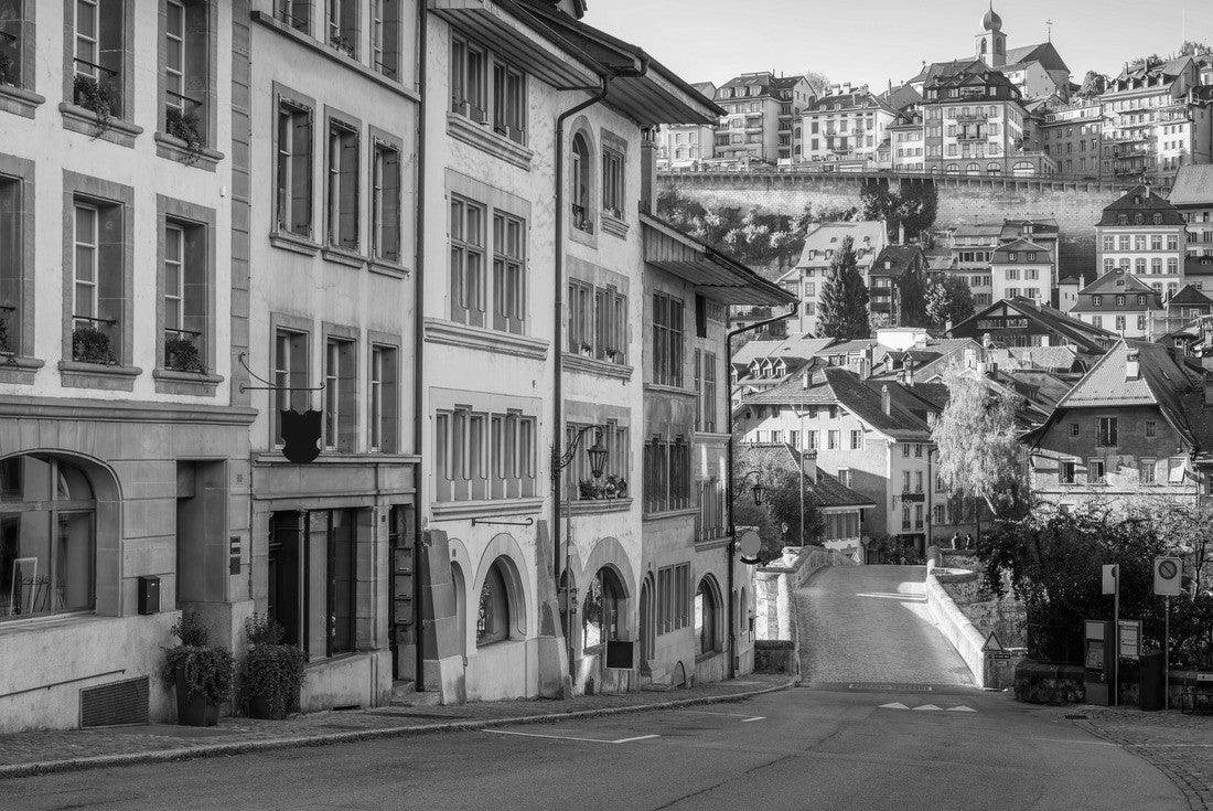 Historic houses in Freiburg city, one of the best-preserved medieval old towns in Switzerland 2000pc PuzzleBlack and White
