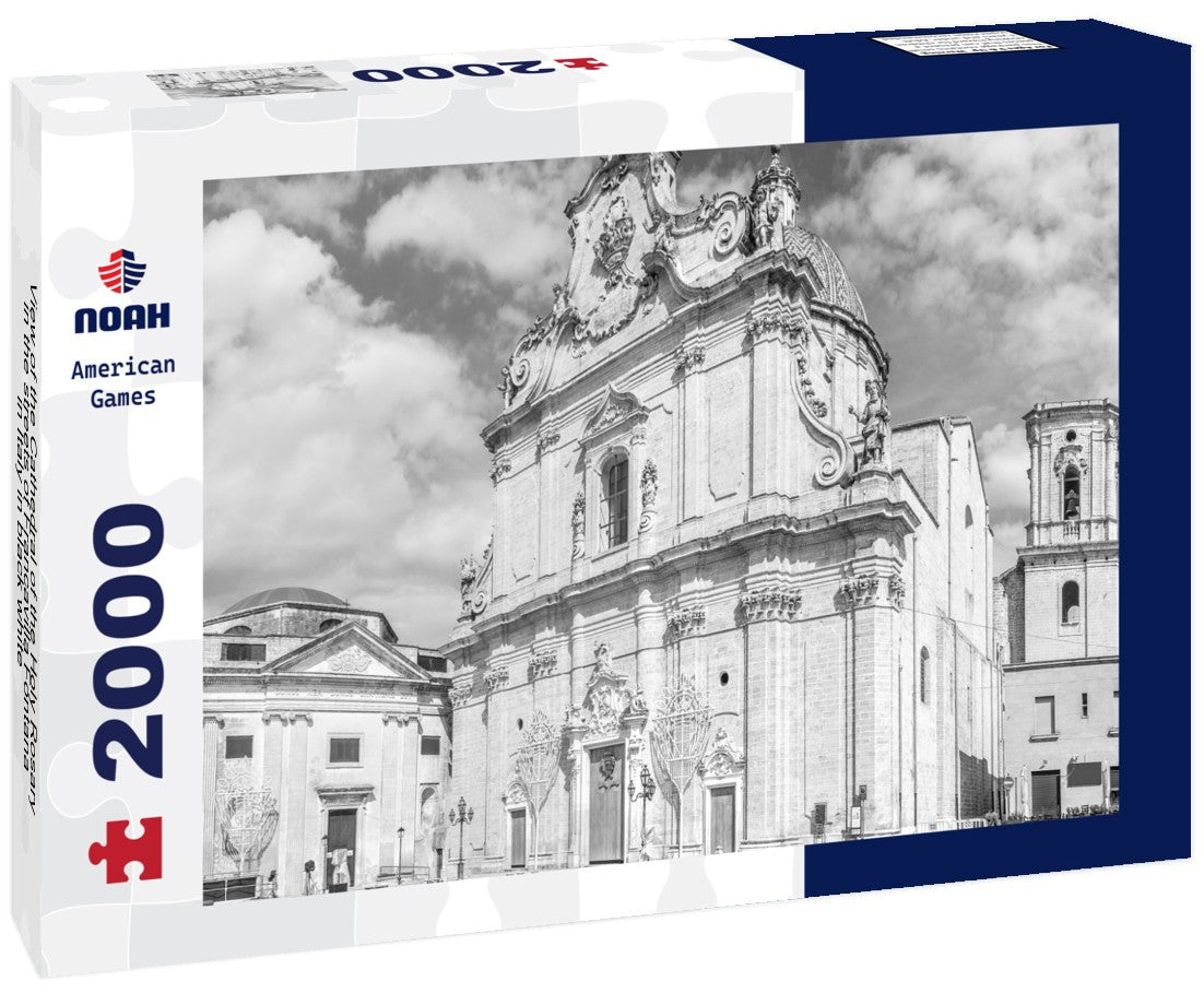 the Cathedral of the Holy Rosary in the streets of Francavilla Fontana in Italy 2000pc PuzzleBlack and White