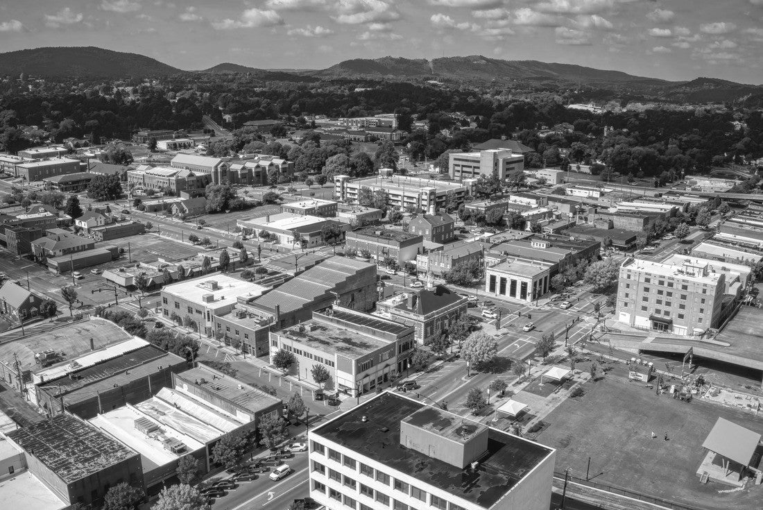 Aerial View of Downtown of Dalton, Georgia during Summer 2000pc PuzzleBlack and White
