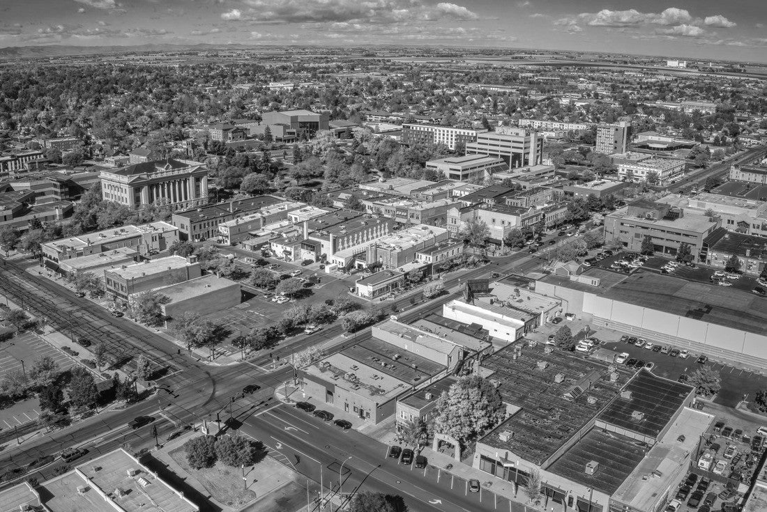 Aerial View of Greeley, Colorado in Autumn 2000pc PuzzleBlack and White